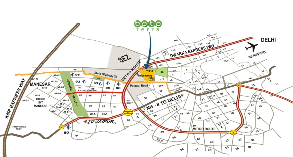 bptp terra sector 37d Gurgaon location map